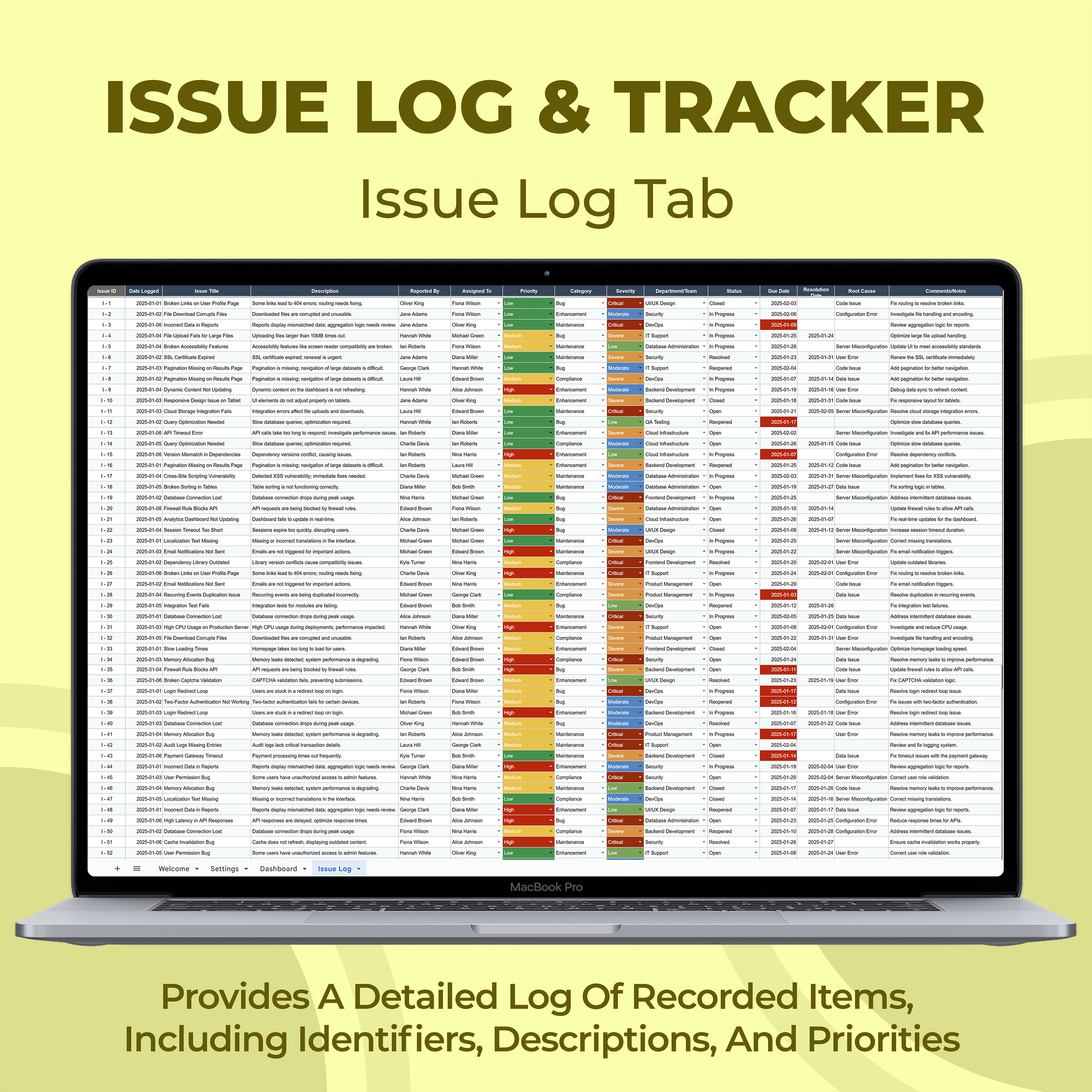 Issue Log and Tracker Template