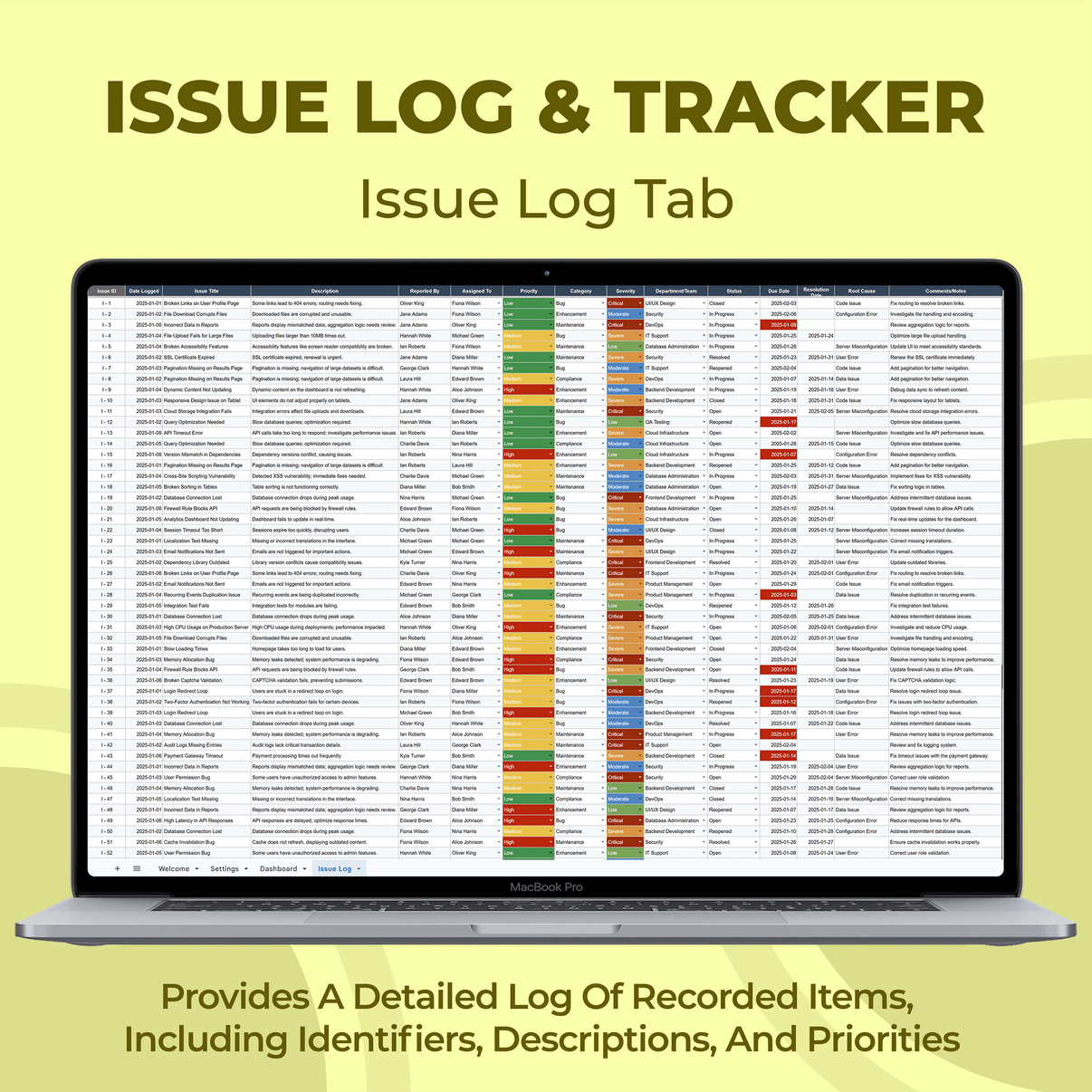 Issue Log and Tracker Template