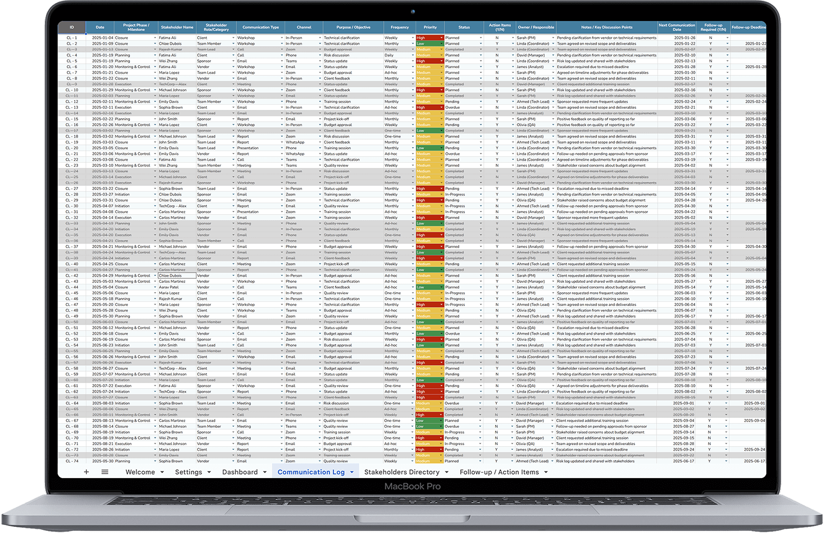 Communication Log and Tracker