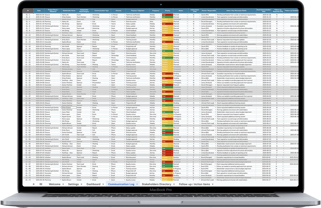 Communication Log and Tracker