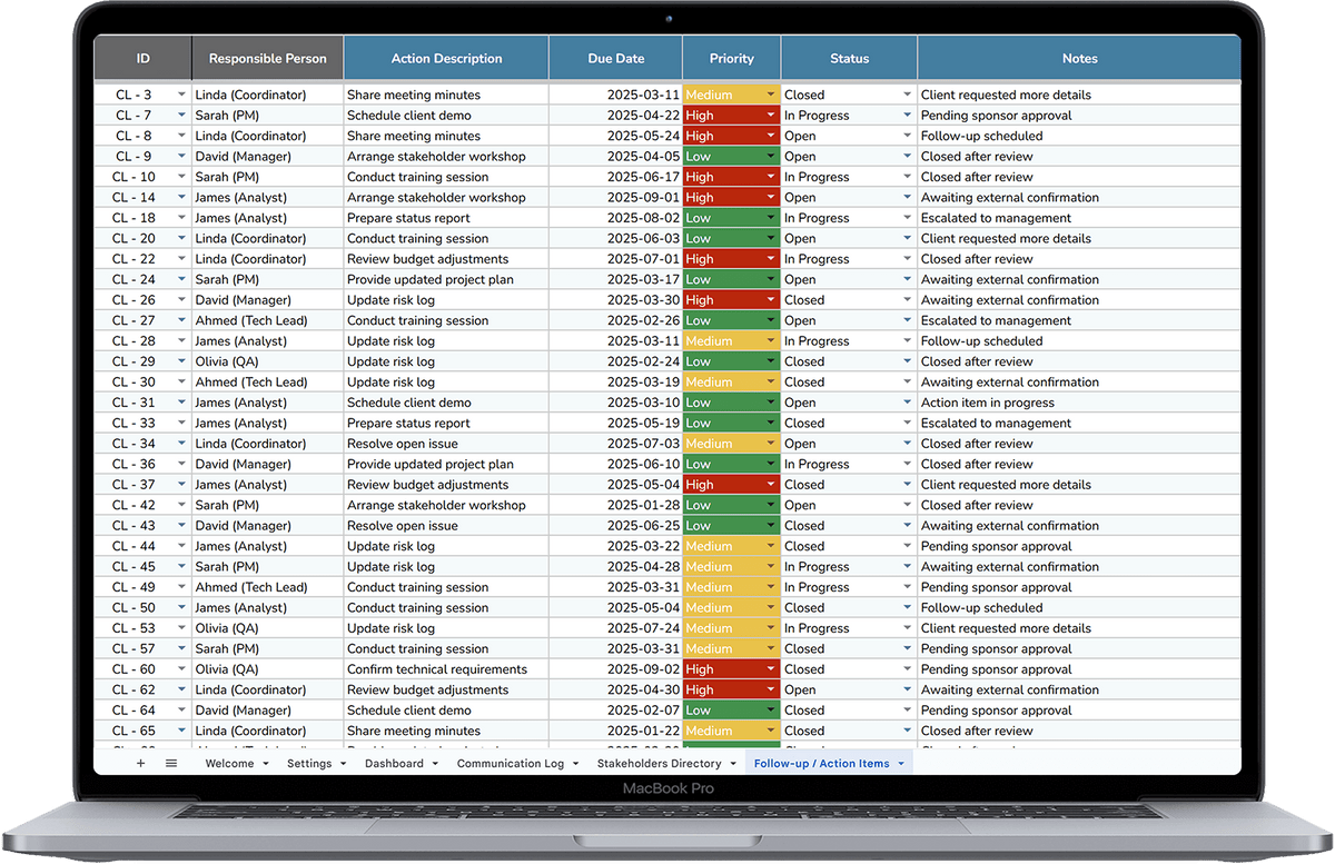 Communication Log and Tracker
