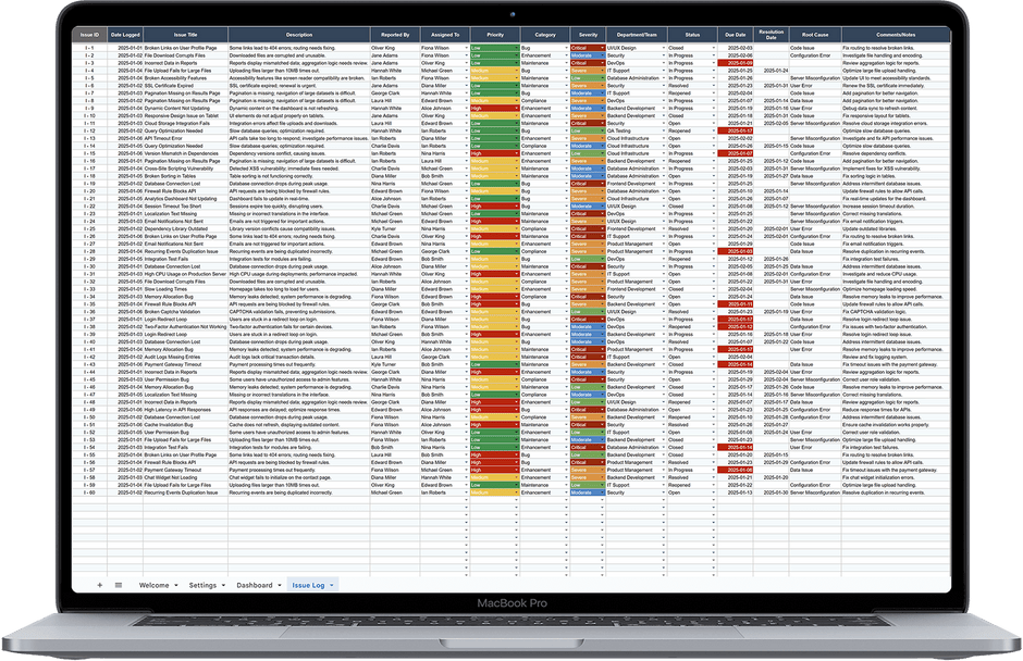 Issue Log and Tracker Template