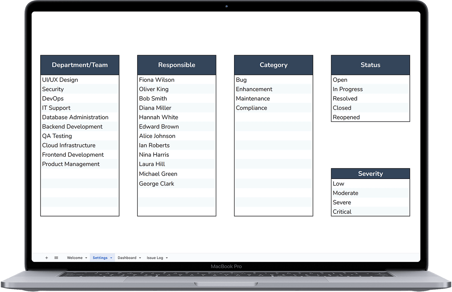 Issue Log and Tracker Template