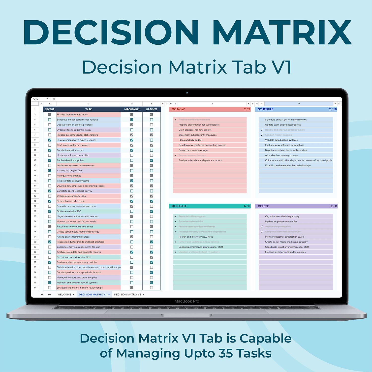 Decision Matrix Spreadsheet Template