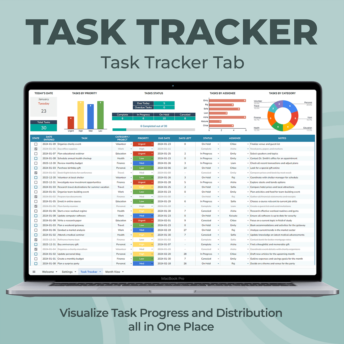 Task Tracker Spreadsheet Template