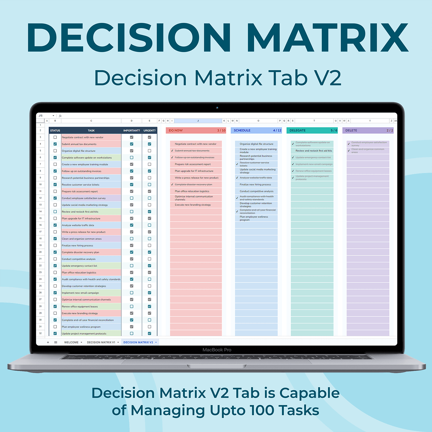 Matrix Style Spreadsheet Decision Matrix Spreadsheet Template