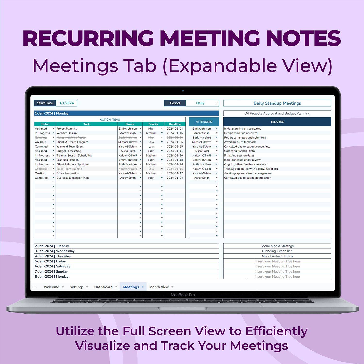 Recurring Meetings Tracker