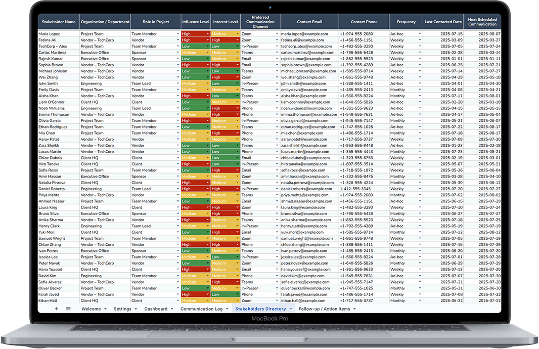 Communication Log and Tracker